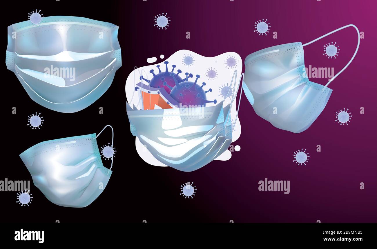 wear mask to avoid virus infection Stock Vector
