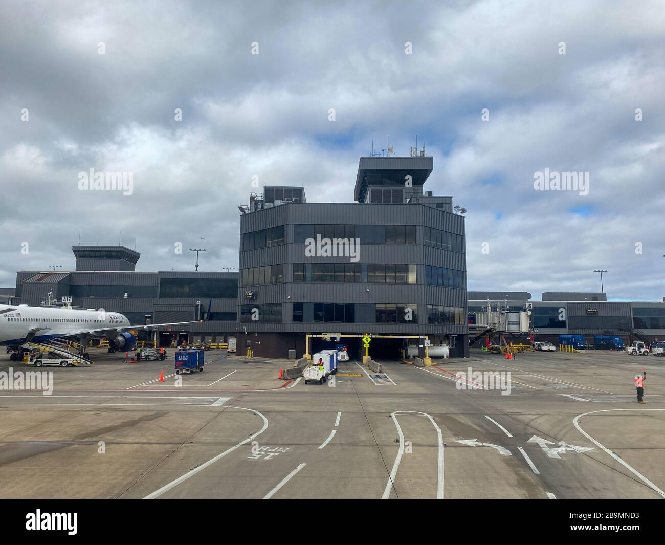 Atlanta, GA/USA3/21/20 Airplanes parked at the Delta Airlines terminal at Hartsfield