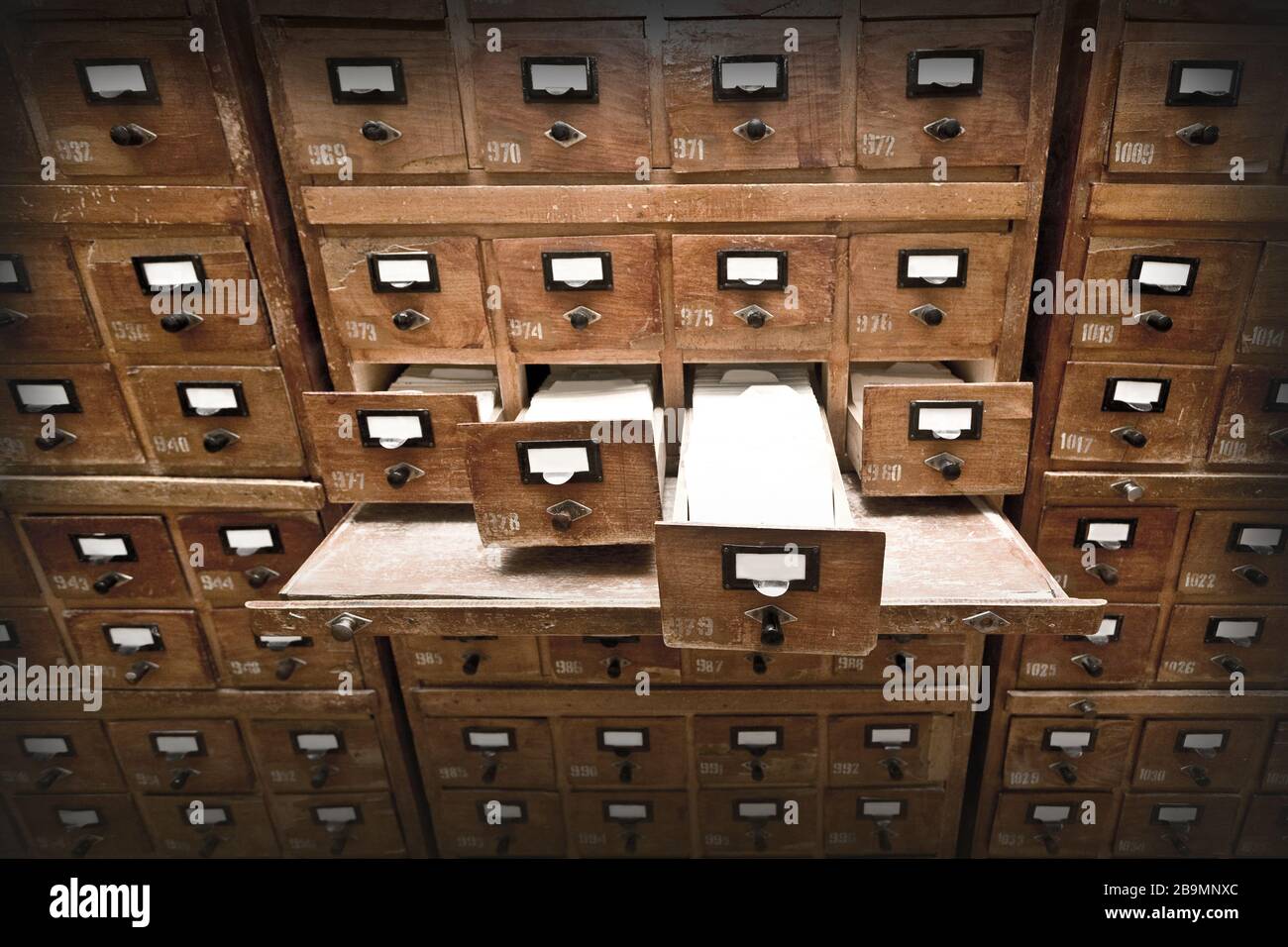 card index with cards in a library Stock Photo Alamy
