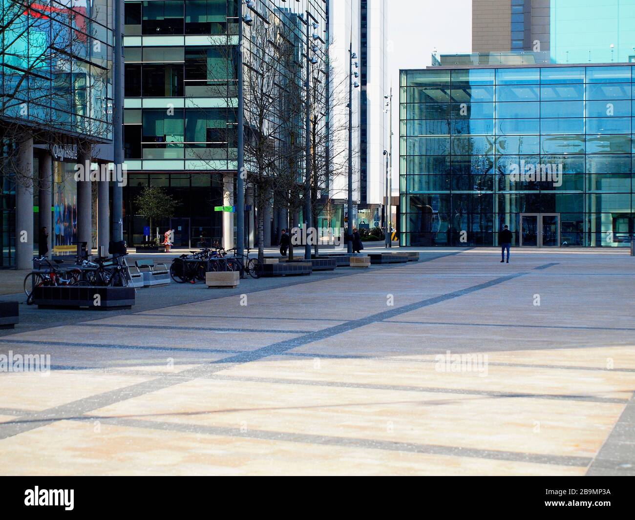 Empty streets media city salford Manchester after covid 19 coronavirus lockdown Stock Photo