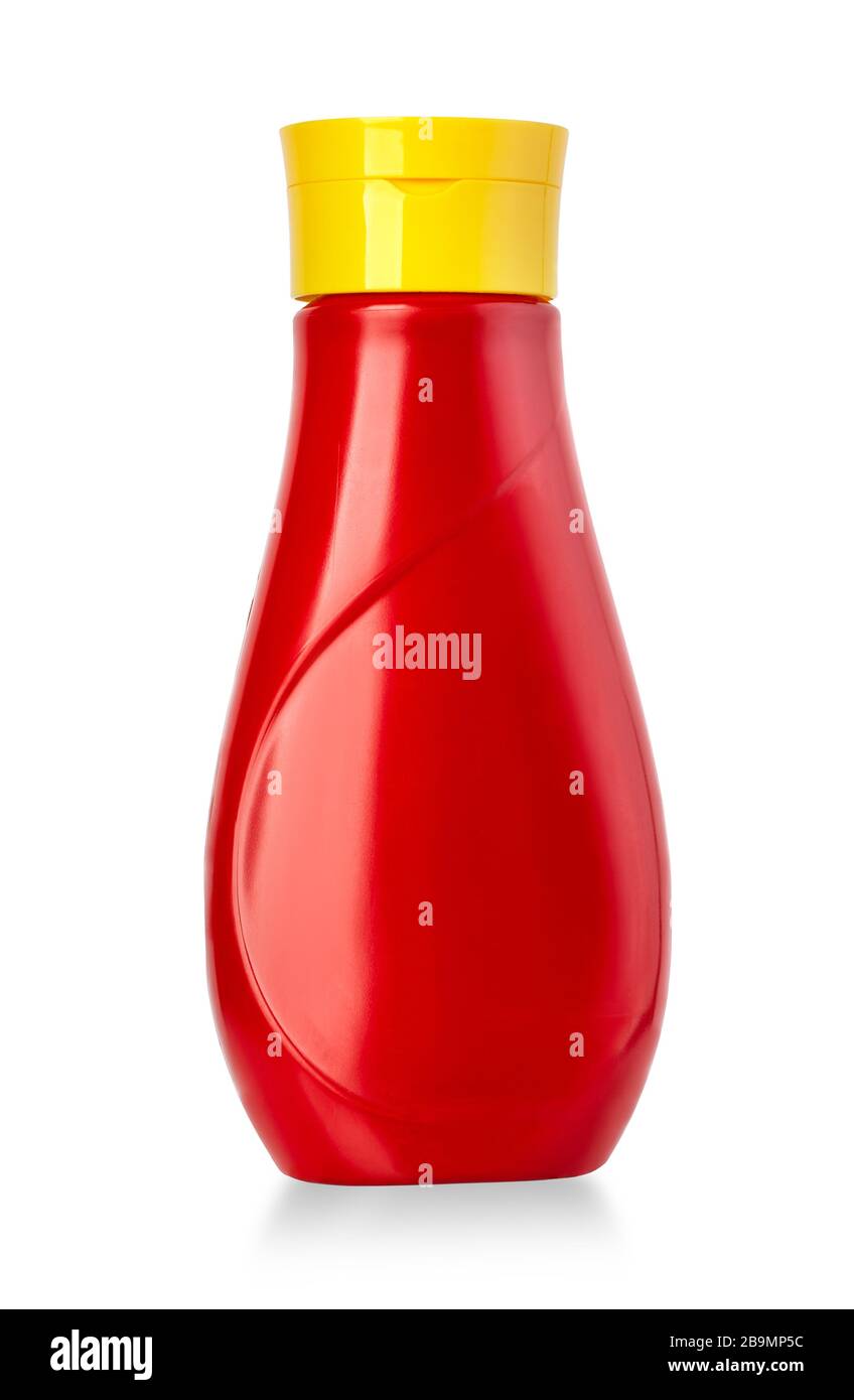 plastic ketchup bottles isolated on white with clipping path Stock