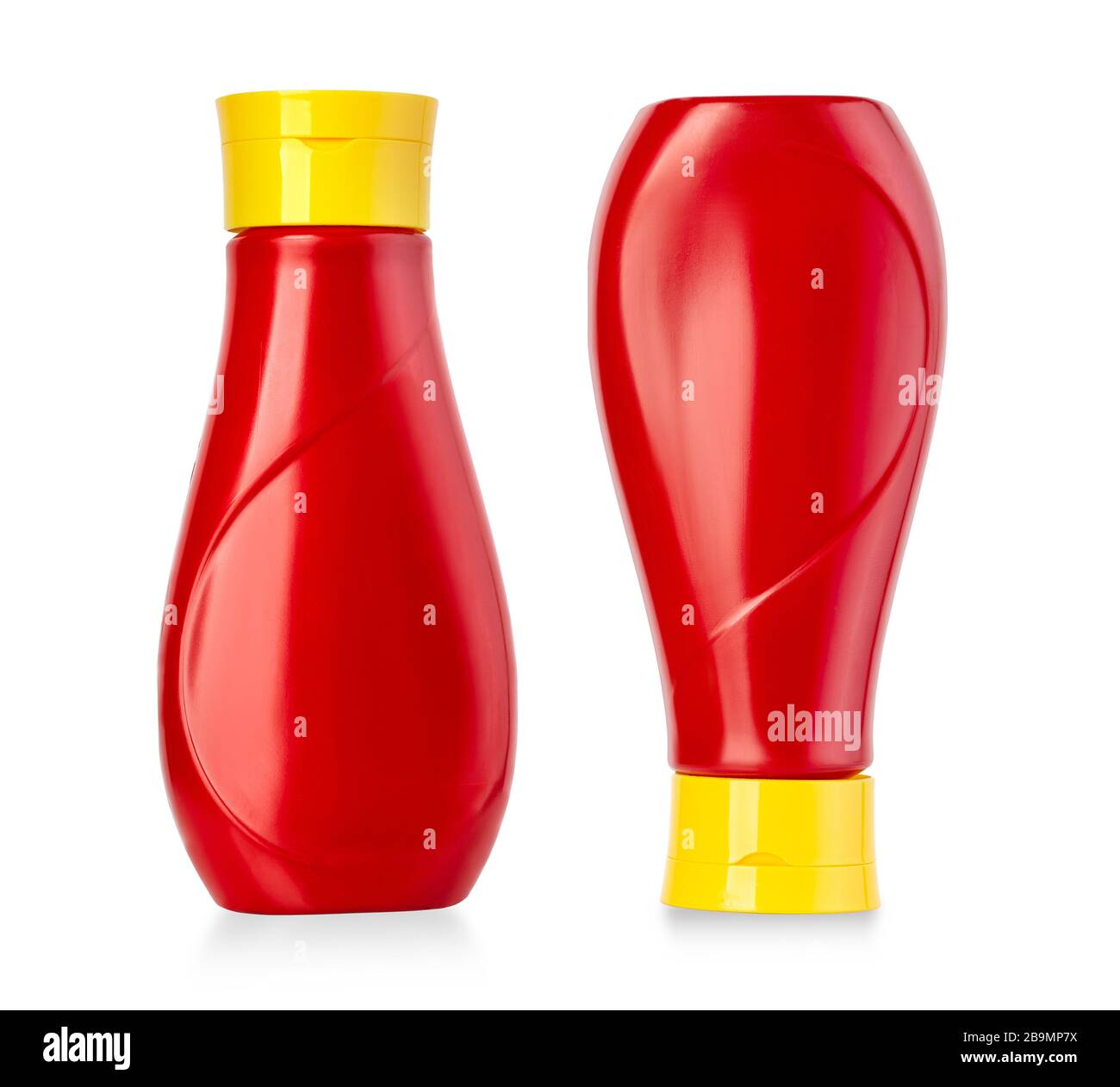 plastic ketchup bottles isolated on white with clipping path Stock