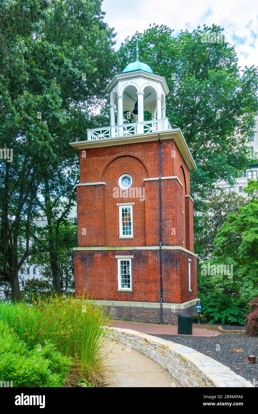 The Bell tower guardhouse in Richmond the capital city of The Commonwealth of Virginia Stock Photo