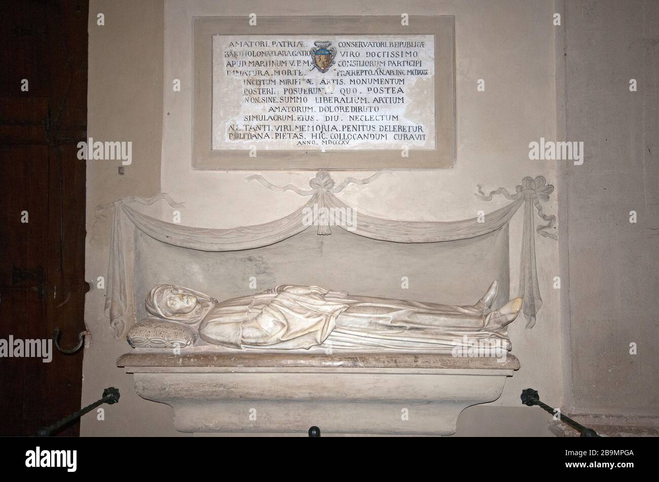 Memorial of Bartolomeo Aragazzi, secretary of Pope Martino V (by sculptor Michelozzo), Santa Maria Assunta Cathedral in Montepulciano, Tuscany, Italy Stock Photo