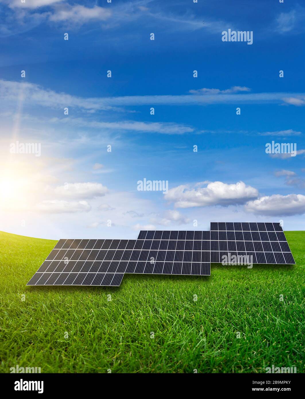 Solar electric panels in the field Stock Photo - Alamy