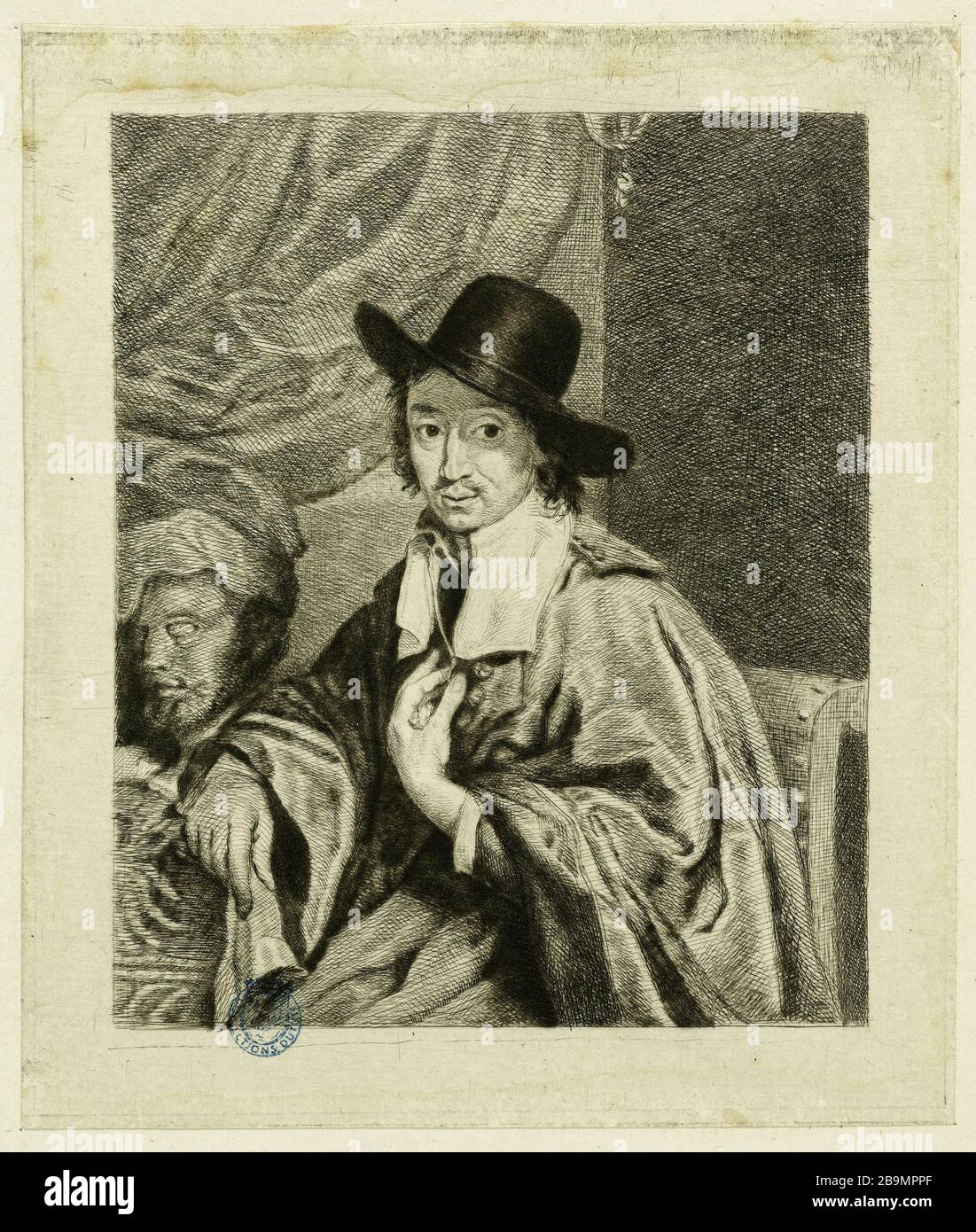 Third portrait of van Ostade Adriaen Van Ostade (1610-1685). C. B. Coclers (XVIIème siècle). Troisième portrait de Van Ostade. Eau-forte, XVIIème siècle Stock Photo