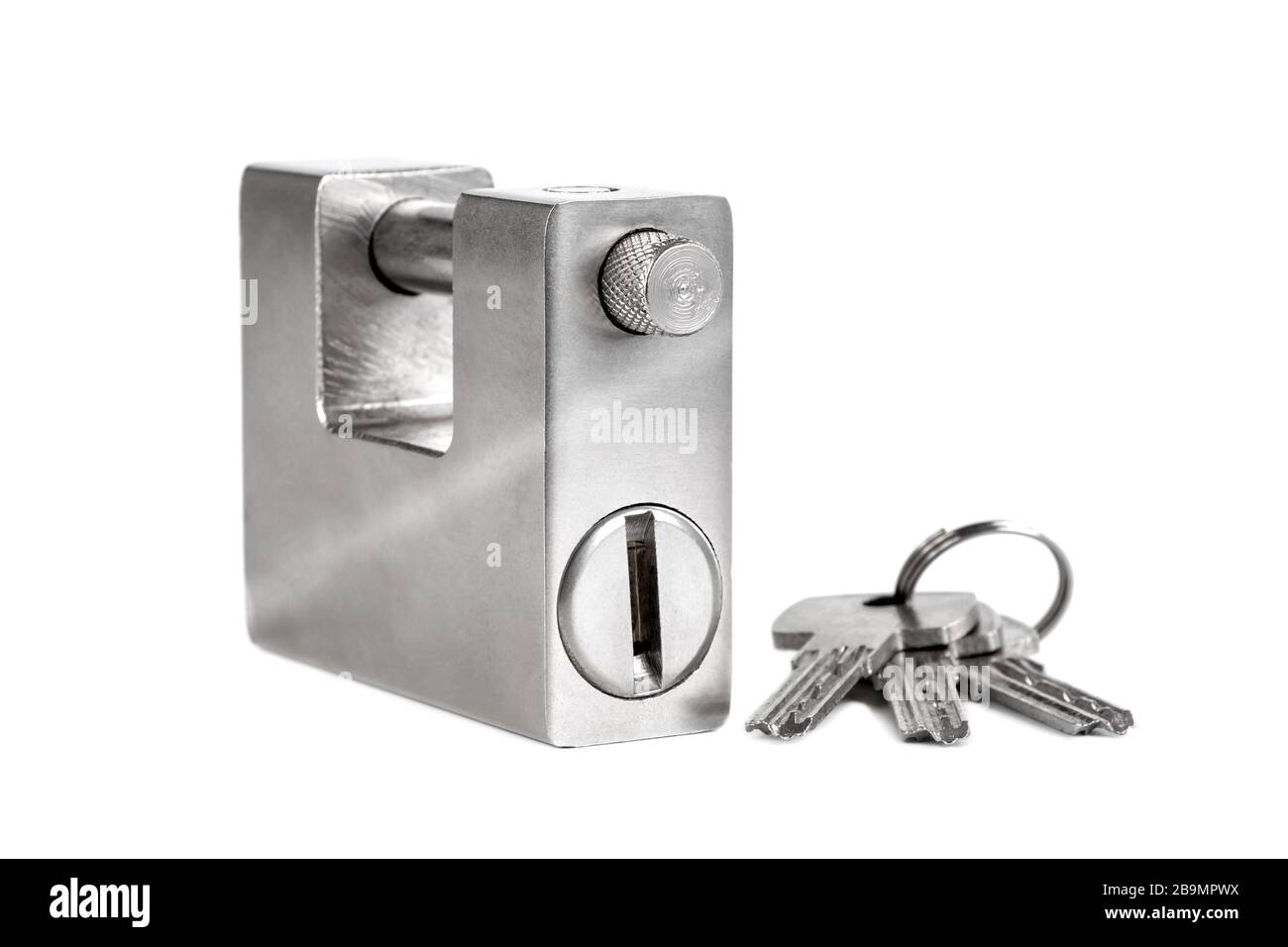 Closed silver padlock isolated on white background Stock Photo - Alamy