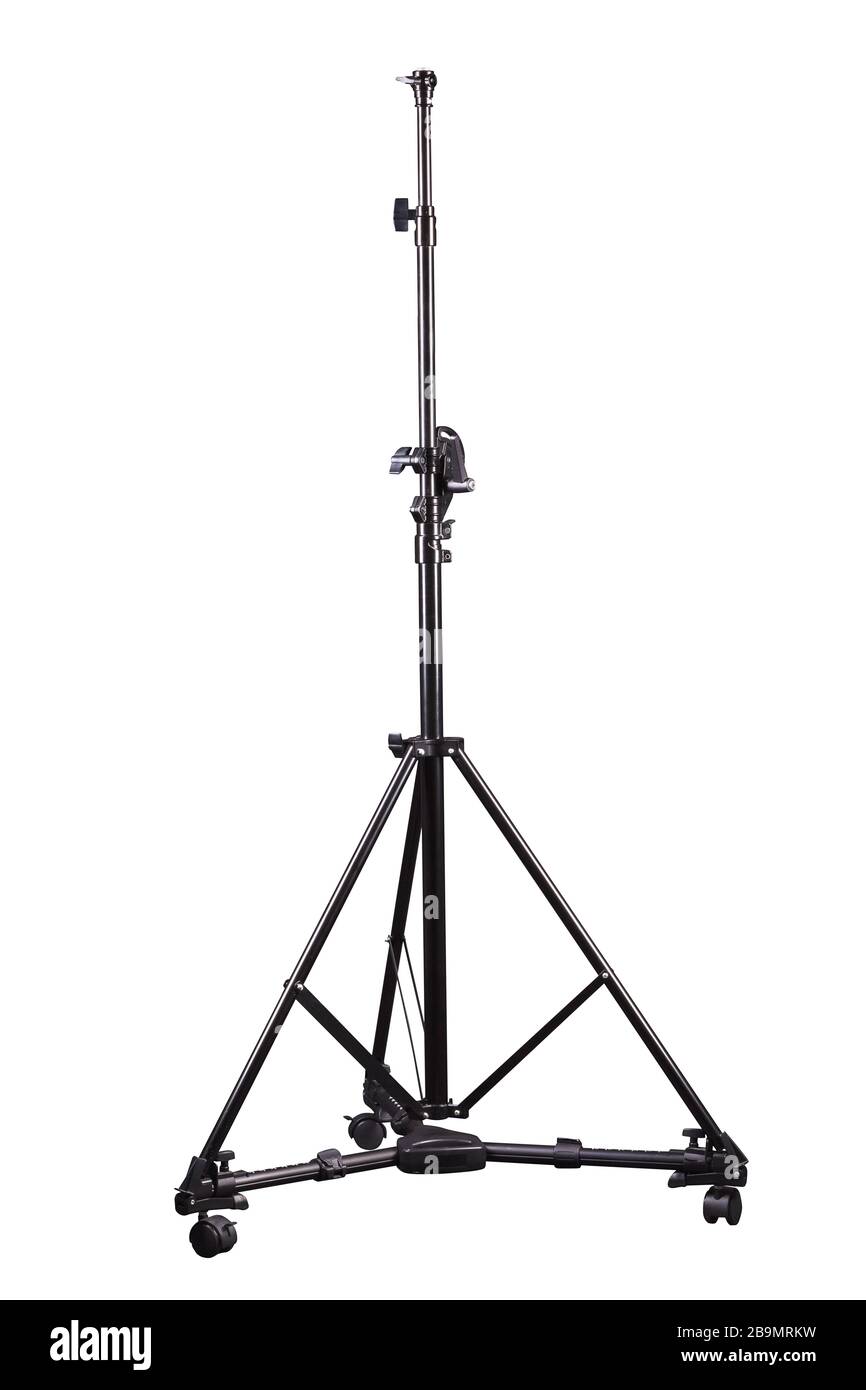 Photo studio lighting stands isolated on the white background. Stock Photo