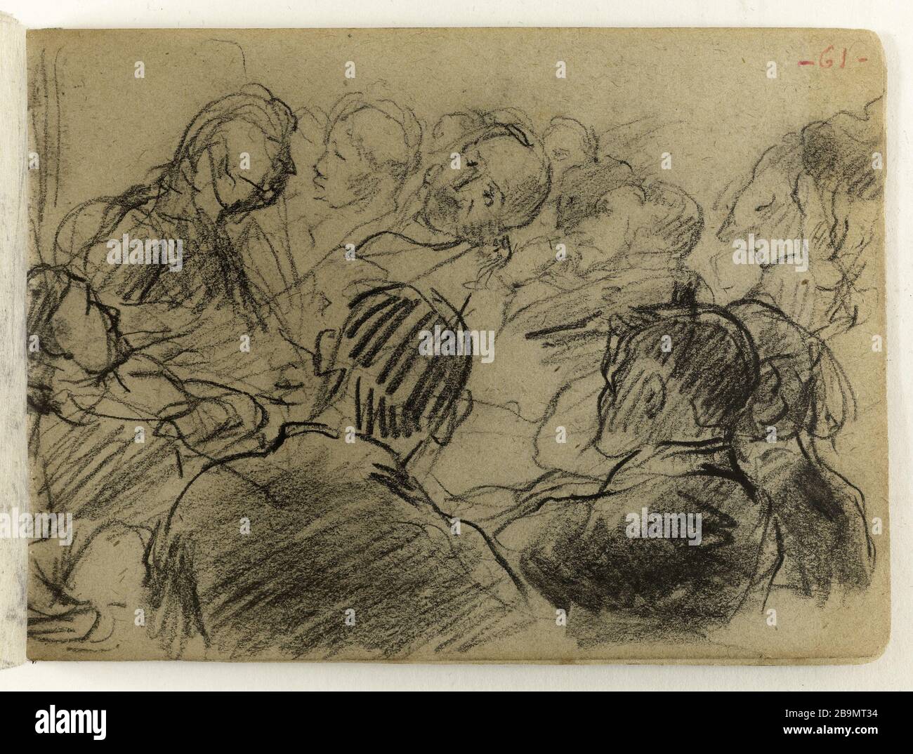 Assembly of men (p. 61 of the sketchpad). Jean-Baptiste Carpeaux (1827-1875). Assemblée d'hommes (p. 61 du carnet de croquis). Dessin, 1871. Musée des Beaux-Arts de la Ville de Paris, Petit Palais. Stock Photo