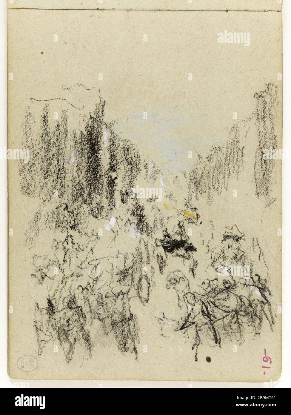 Study (p. 61 of the sketchpad). Jean-Baptiste Carpeaux (1827-1875). Etude (p. 61 du carnet de croquis). Dessin, 1870. Musée des Beaux-Arts de la Ville de Paris, Petit Palais. Stock Photo