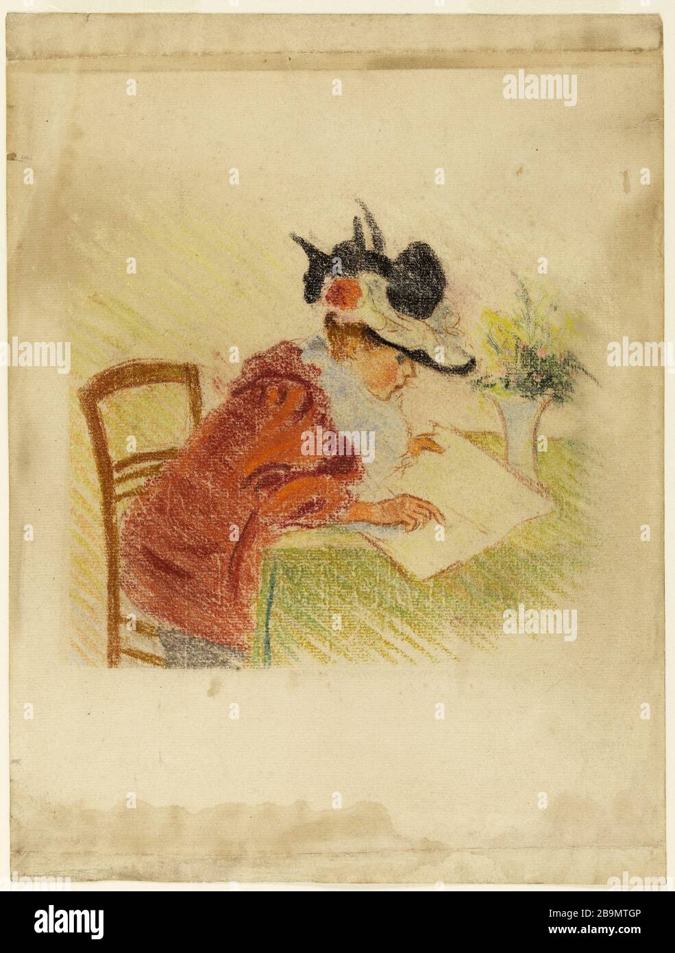 Woman sitting, reading Anonyme. Femme assise, lisant. Pastel sur papier  vergé. Musée des Beaux-Arts de la Ville de Paris, Petit Palais Stock Photo  - Alamy