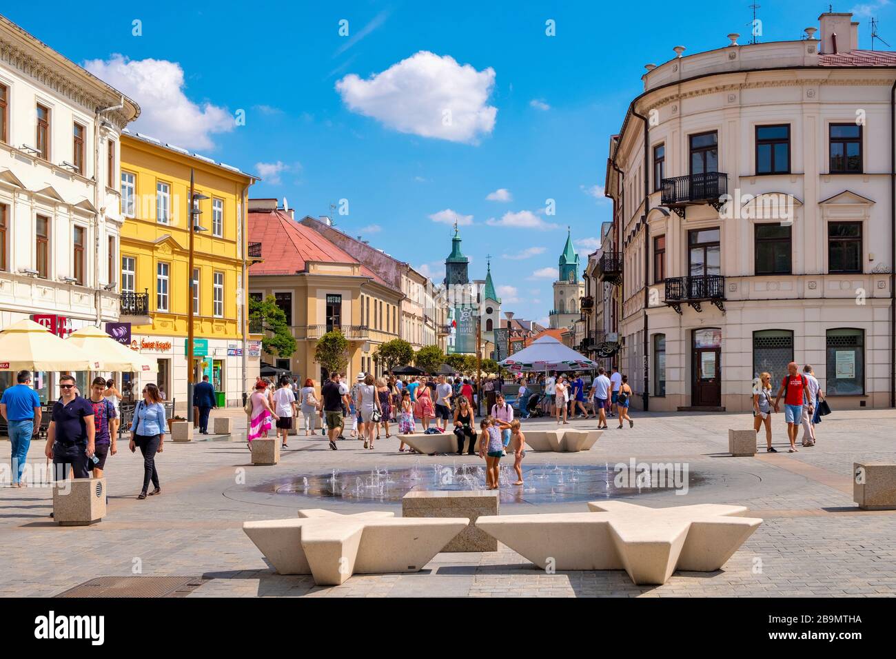 Lublin, Lubelskie / Poland - 2019/08/18: Panoramic view of Krakowskie  Przedmiescie street and the historic old town quarter Stock Photo - Alamy