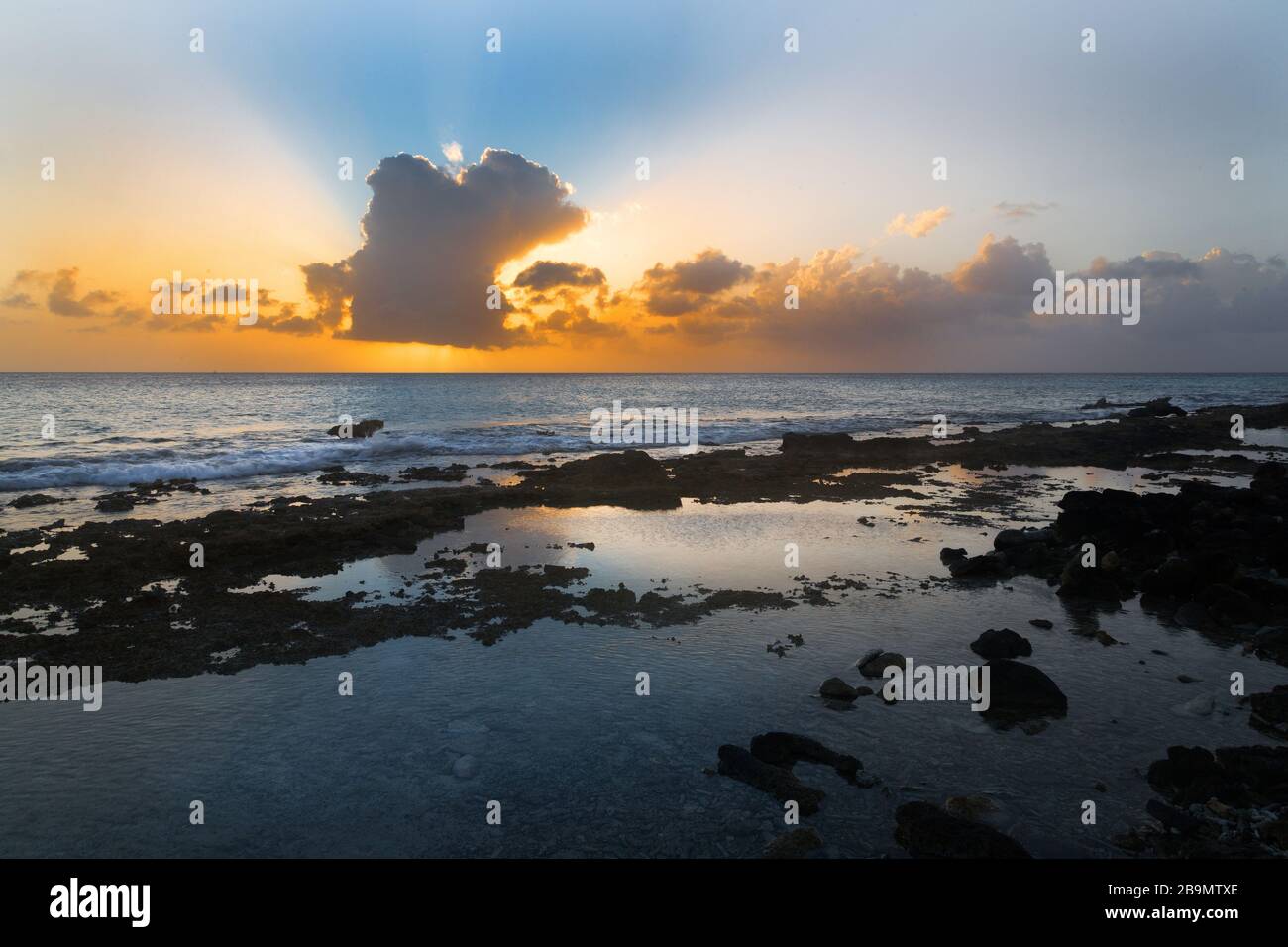 Sunset on Bonaire, Caribbean Stock Photo
