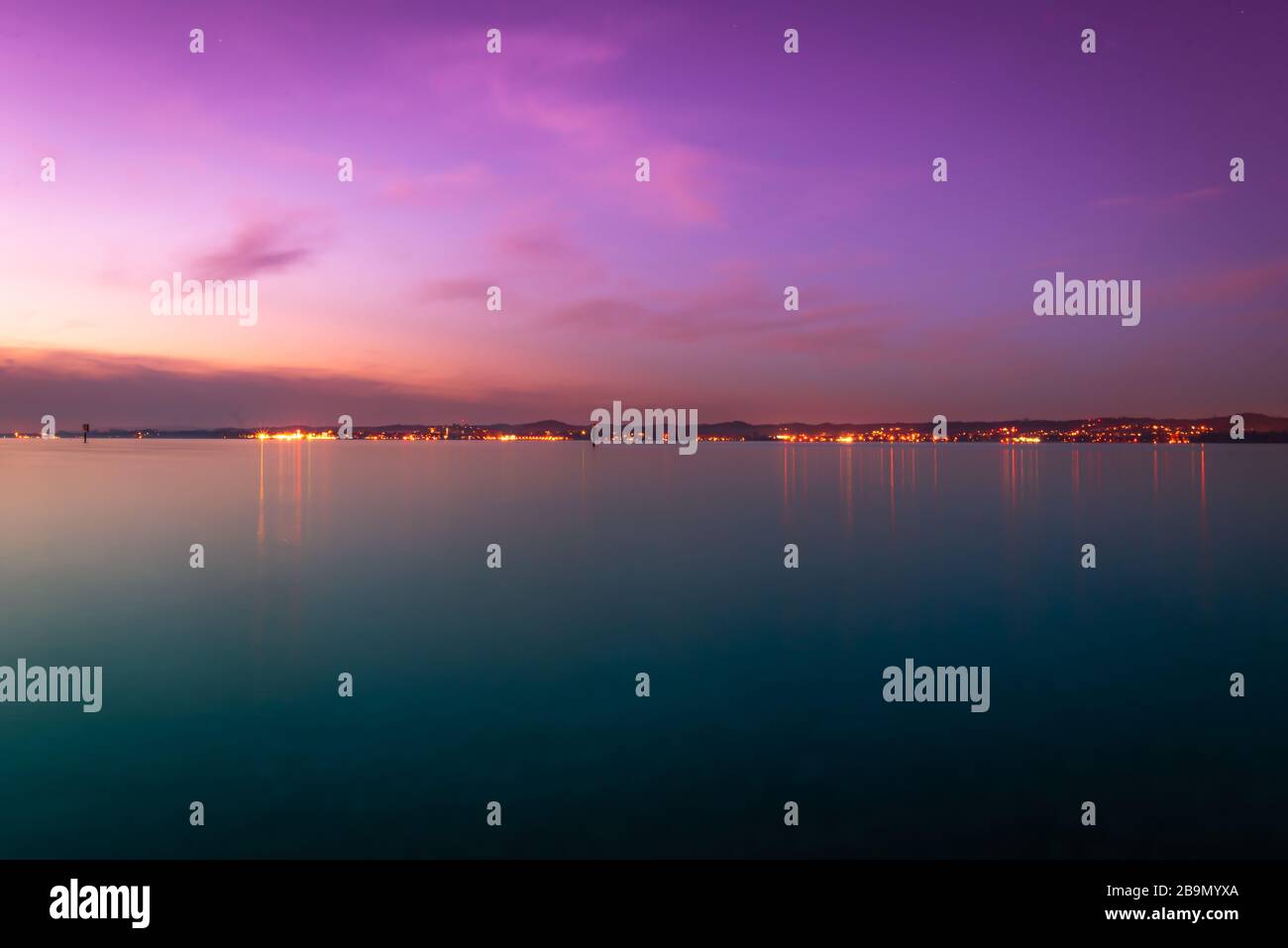 Lake skyline at night Stock Photo - Alamy