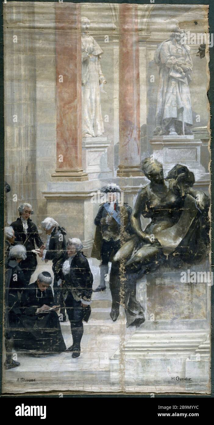 CHARACTERS OF TIME OF LOUIS XVI PIECE OF PANORAMA ON THE HISTORY OF THE CENTURY Henri Gervex (1852-1929) / Alfred Stevens (1823-1906). 'Personnages du temps de Louis XVI, fragment du panorama sur l'Histoire du siècle'. Huile sur toile, 1889. Musée des Beaux-Arts de la Ville de Paris, Petit Palais. Stock Photo