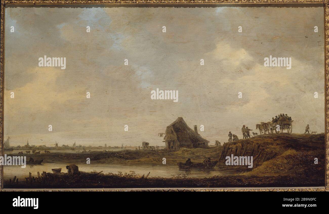 THE INN AT THE RIVER Jan Van Goyen. 'L'Auberge au bord de la rivière'. Musée des Beaux-Arts de la Ville de Paris, Petit Palais. Stock Photo