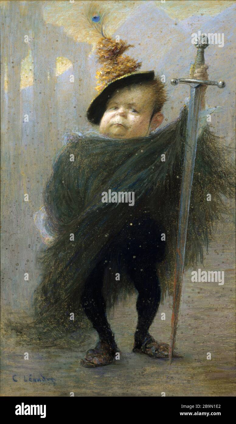 Augustus dwarf Montmartre (or Mad King) Charles-Lucien Léandre (1862-1930).  "Le nain Auguste de Montmartre (ou le Fou du roi)". Pastel, 1932. Musée des  Beaux-Arts de la Ville de Paris, Petit Palais Stock