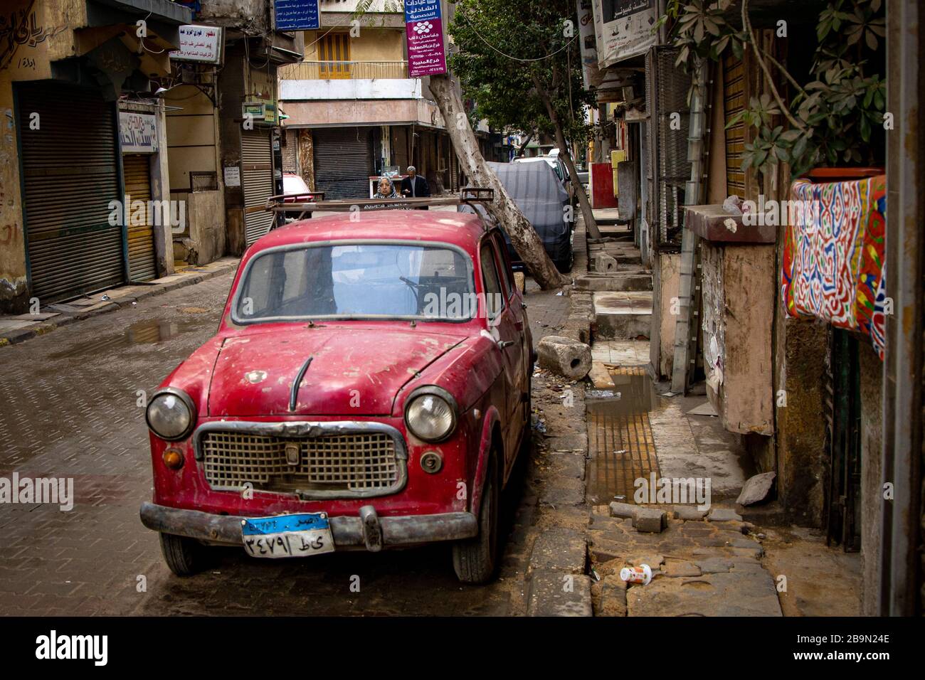 Vintage cars, Egyptian streets Stock Photo