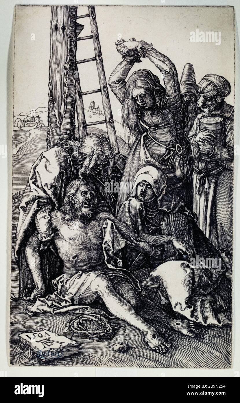 The Passion of copper: The Lamentation (Bartsch 14) Albrecht Dürer (1471-1528). La Passion sur cuivre : La Déploration (Bartsch 14). 1507. Musée des Beaux-Arts de la Ville de Paris, Petit Palais. Stock Photo