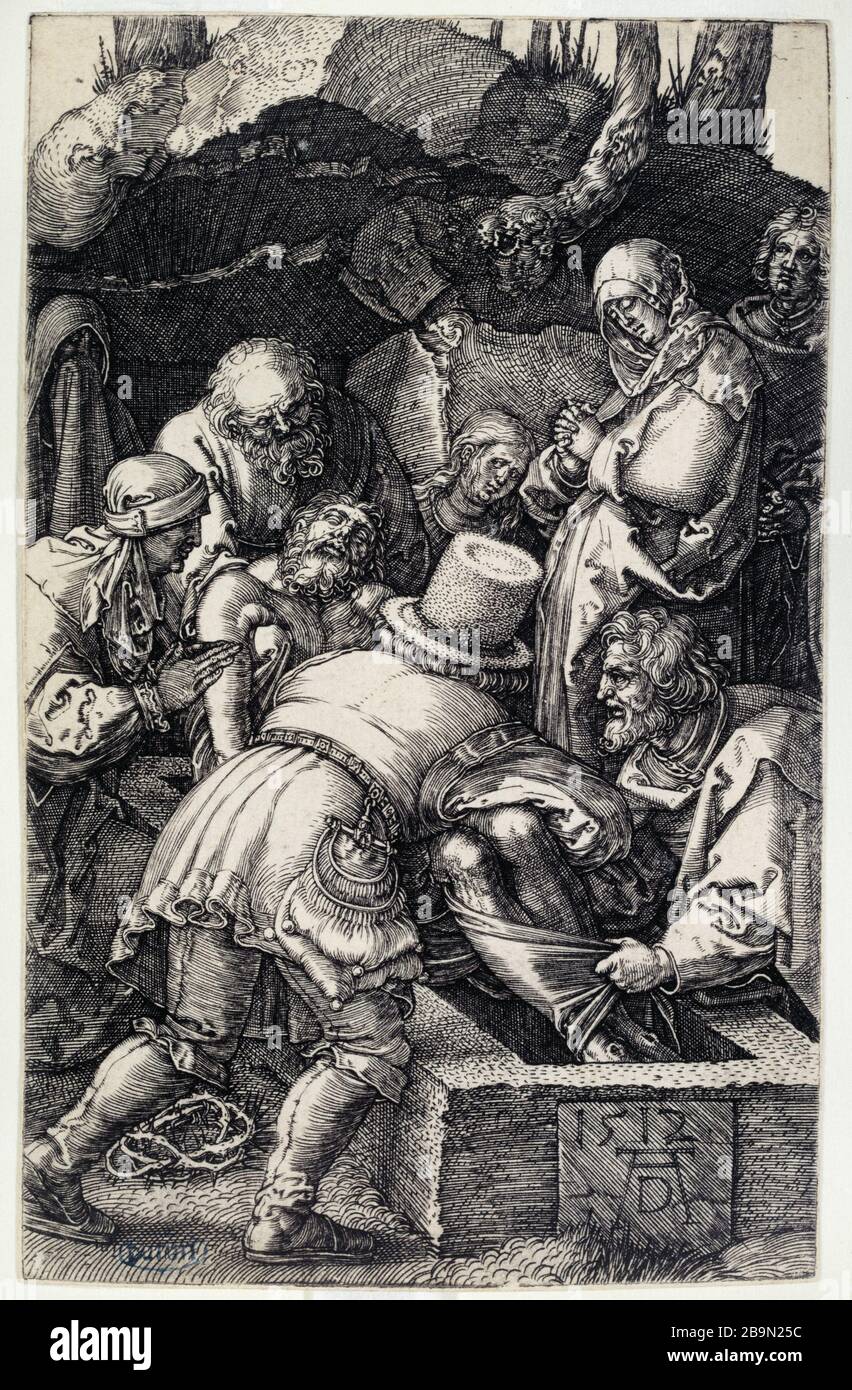 The Passion of copper: The Entombment (Bartsch 15) Albrecht Dürer (1471-1528). La Passion sur cuivre : La Mise au Tombeau (Bartsch 15). 1512. Musée des Beaux-Arts de la Ville de Paris, Petit Palais. Stock Photo