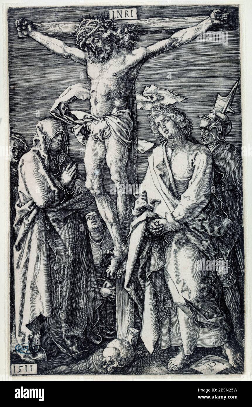 The Passion of copper: The Crucifixion (Bartsch 13) Albrecht Dürer (1471-1528). La Passion sur cuivre : La Crucifixion (Bartsch 13). 1511. Musée des Beaux-Arts de la Ville de Paris, Petit Palais. Stock Photo