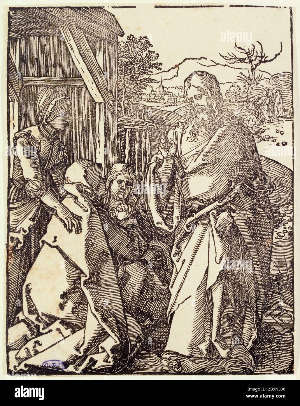 Little Passion on wood: Jesus took leave of his mother (Bartsch 21) Albrecht Dürer (1471-1528). La Petite Passion sur bois : Jésus prenant congé de sa mère (Bartsch 21). 1508-1509. Musée des Beaux-Arts de la Ville de Paris, Petit Palais. Stock Photo