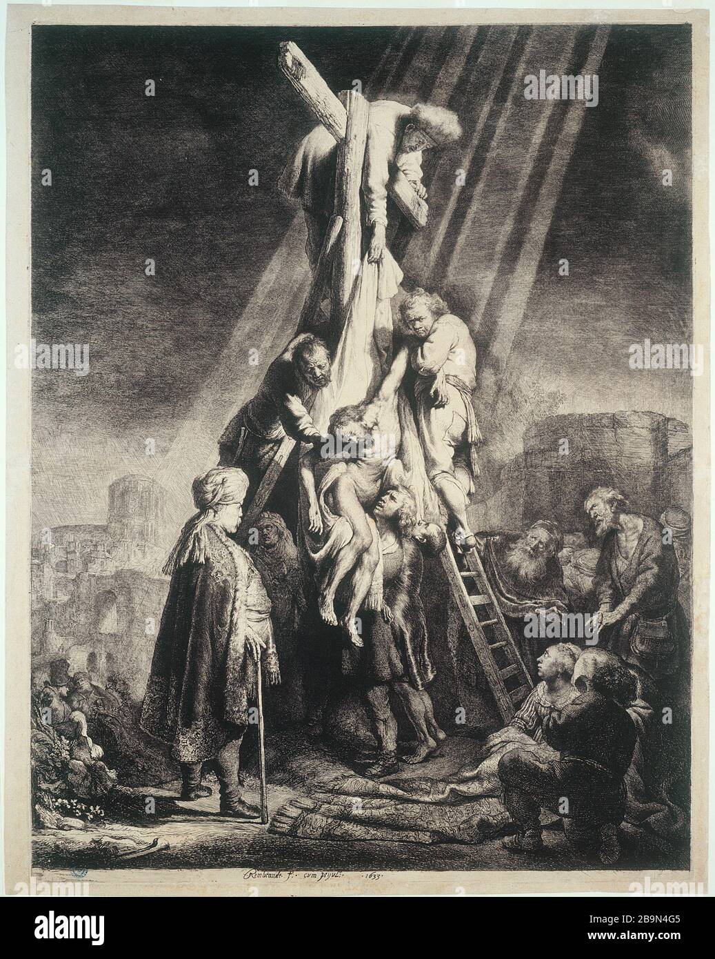 THE GREAT CROSS DOWNHILL Harmensz Van Rijn Rembrandt (1606-1669). 'La grande descente de croix (B 81 - 2ème état), 1633'. Musée des Beaux-Arts de la Ville de Paris, Petit Palais. Stock Photo