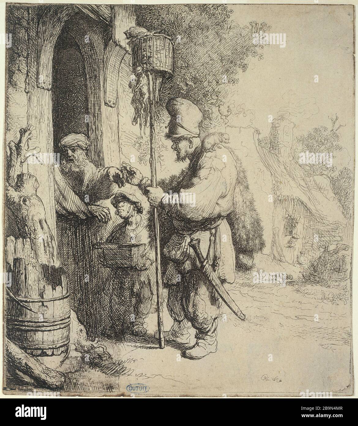 SELLER OF DEAD-RAT Harmensz van Rijn Rembrandt (1606-1669). 'Le vendeur de mort-aux-rats' (B 131 - 3ème état), 1632. Musée des Beaux-Arts de la Ville de Paris, Petit Palais. Stock Photo