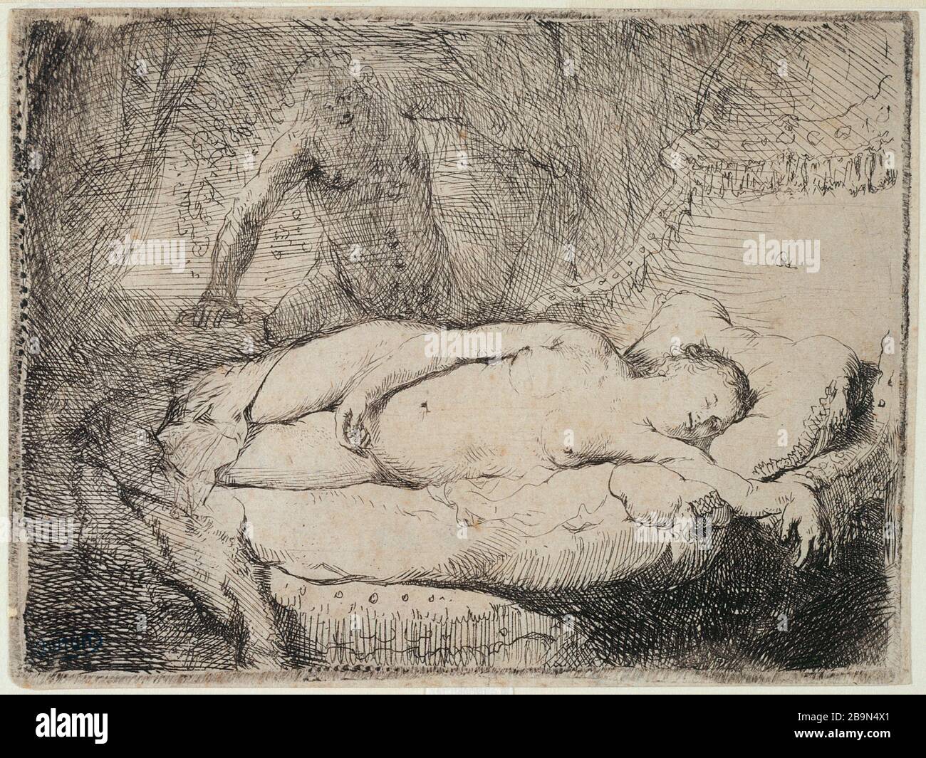 JUPITER ET ANTIOPE Harmensz Van Rijn Rembrandt (1606-1669). 'Jupiter et Antiope'(B 204 - 2ème état), vers 1631. Musée des Beaux-Arts de la Ville de Paris, Petit Palais. Stock Photo