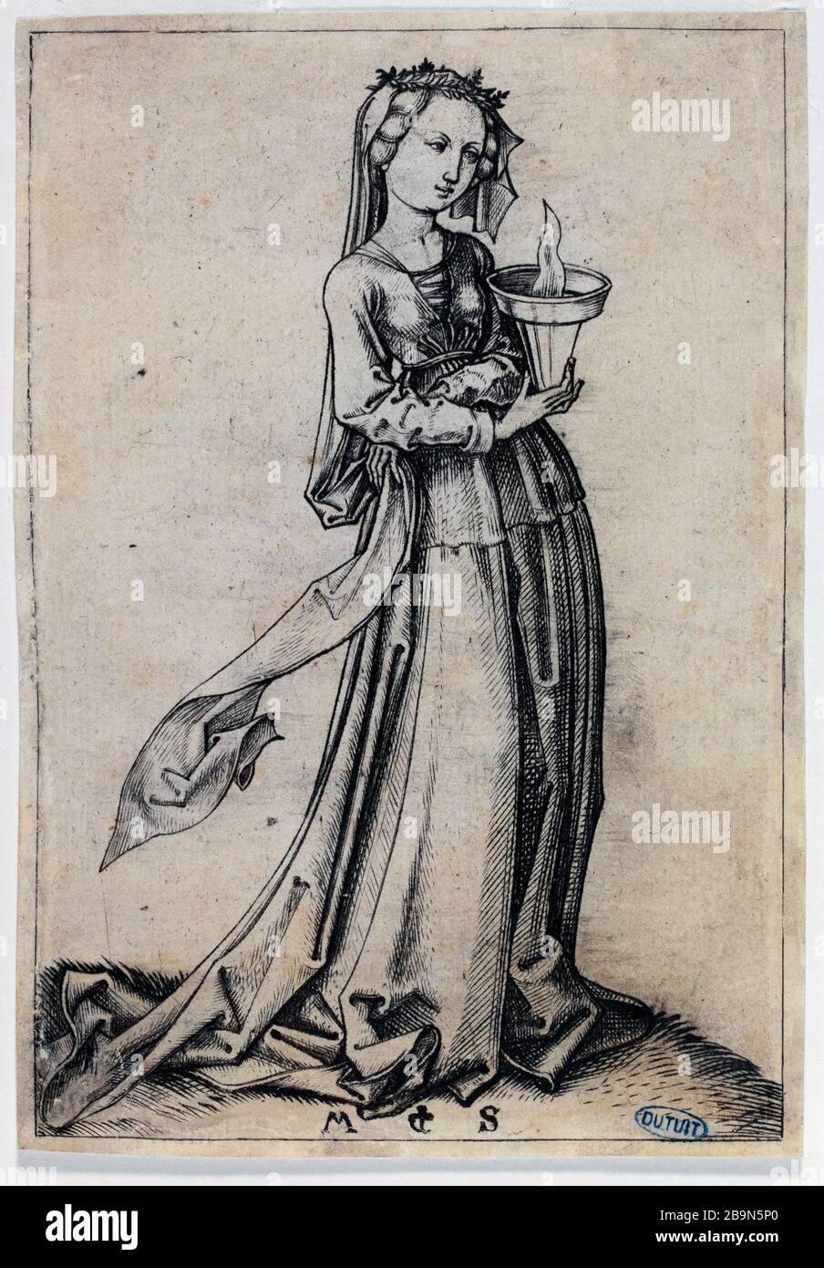 VIRGIN SAGE Martin Schongauer (1450-1491). "Vierge sage". Gravure. Musée des Beaux-Arts de le ville de Paris, Petit Palais. Stock Photo