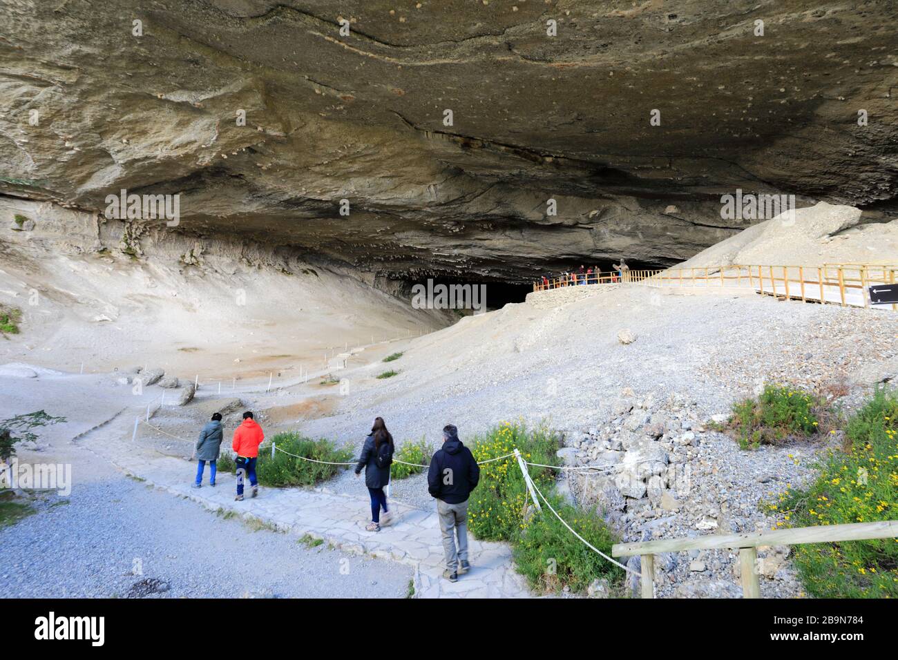 People Inside The Mylodon Cave Cueva Del Milodon Natural Monument Puerto Natales City Patagonia Chile South America Stock Photo Alamy