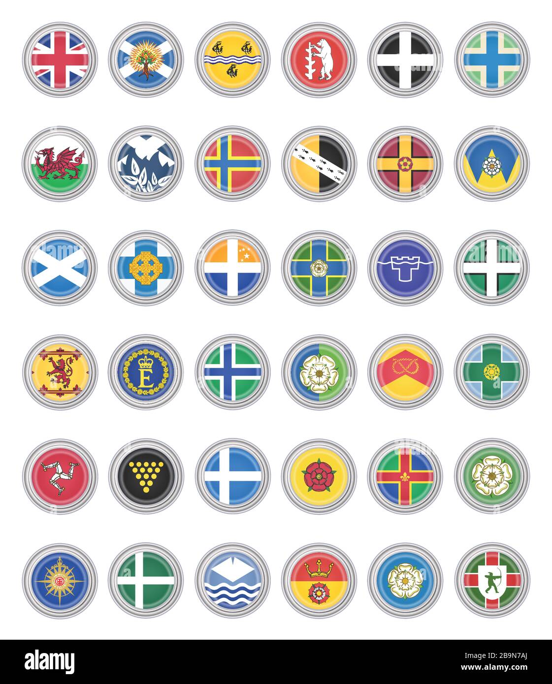 Set of vector icons. Flags of United Kingdom. Stock Vector