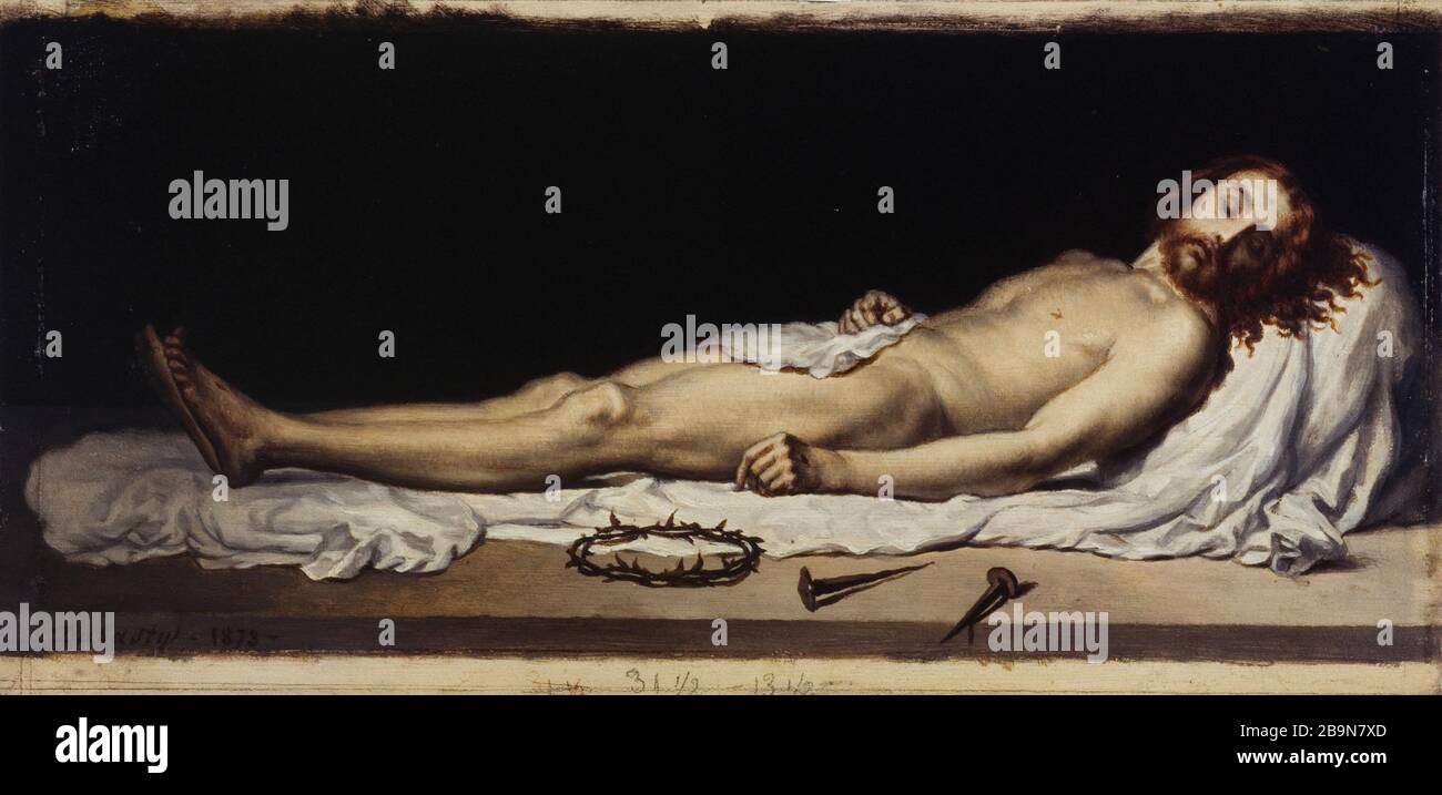 The Dead Christ Adolphe-Henri Dubasty (1814-84). 'Le Christ mort'. Esquisse pour l'église de Malakoff. Huile sur bois, 1873. Musée des Beaux-Arts de la Ville de Paris, Petit Palais. Stock Photo