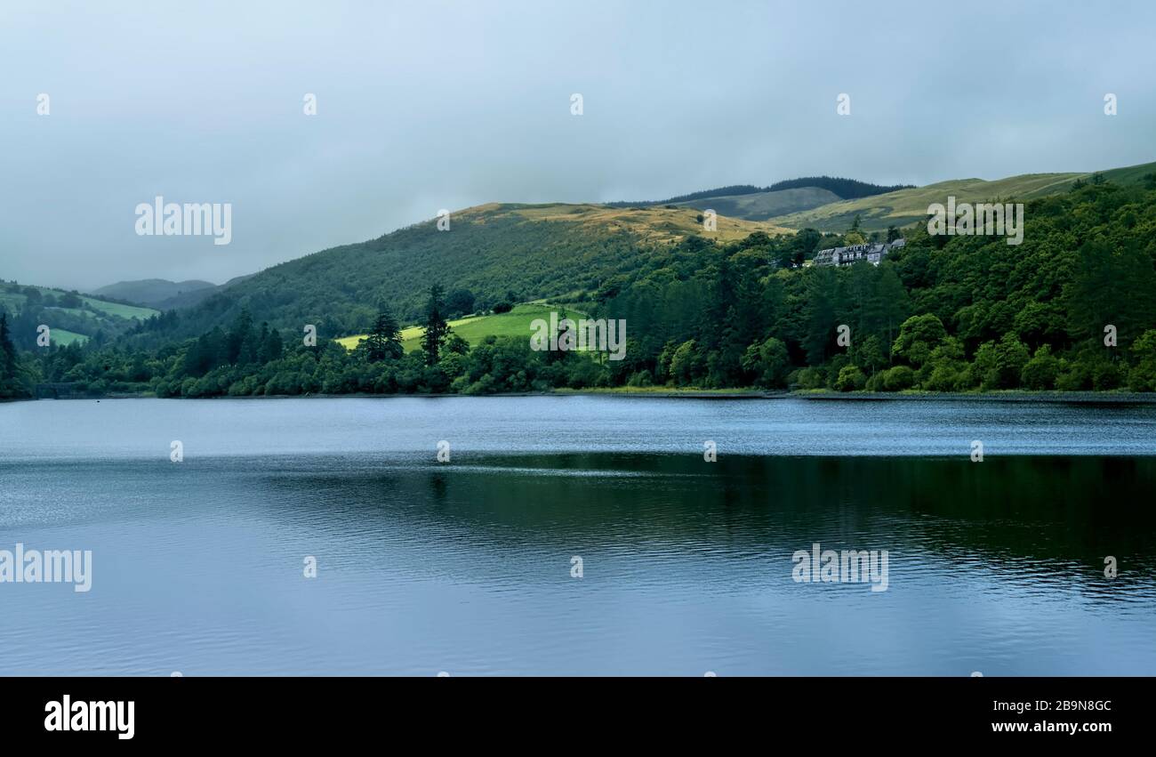Lake Vyrnwy reservoir and dam, Wales. Stock Photo