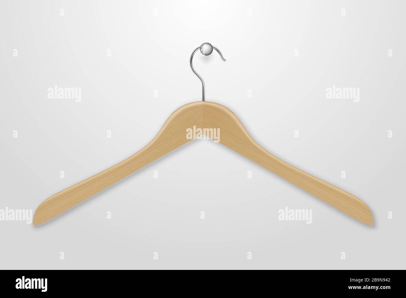 Vector 3d Realistic Clothes Coat Wooden Textured Hanger Icon Closeup