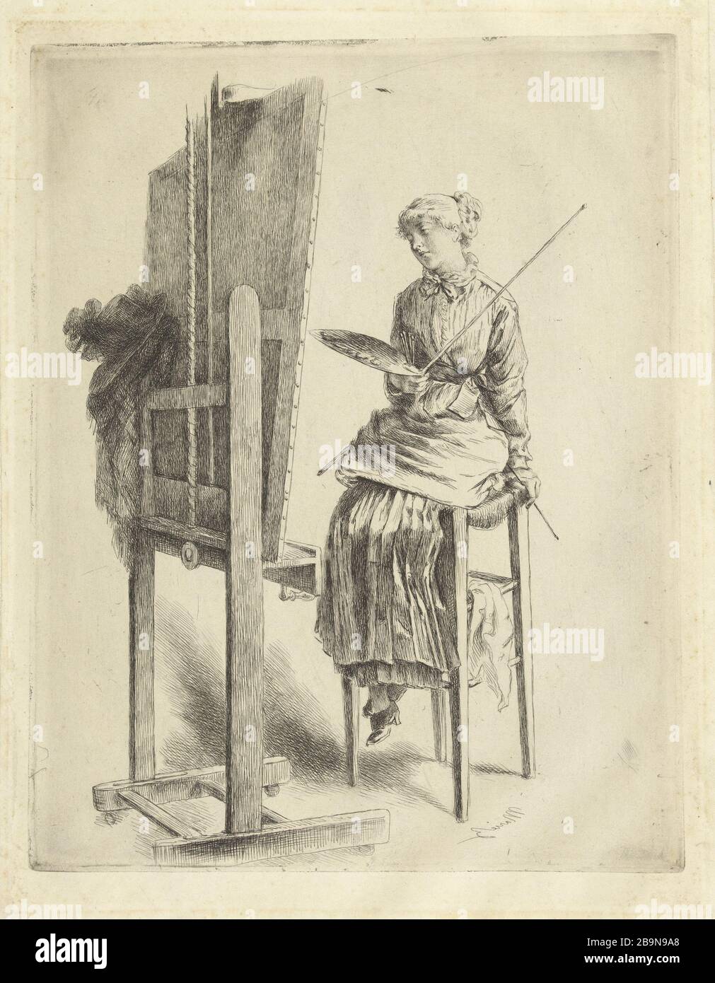 Young Woman In Front Of A Bridge Marie Bracquemond 1841 1916 Jeune Femme Devant Un Chevalet Musee Des Beaux Arts De La Ville De Paris Petit Palais Stock Photo Alamy