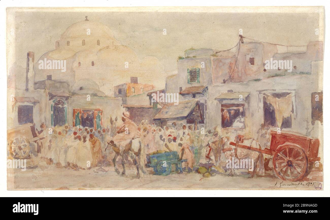 ARAB GATHERING Pierre Gourdault (1880-1915). 'Rassemblement arabe'. Aquarelle, 1905. Musée des Beaux-Arts de la ville de Paris, Petit Palais. Stock Photo