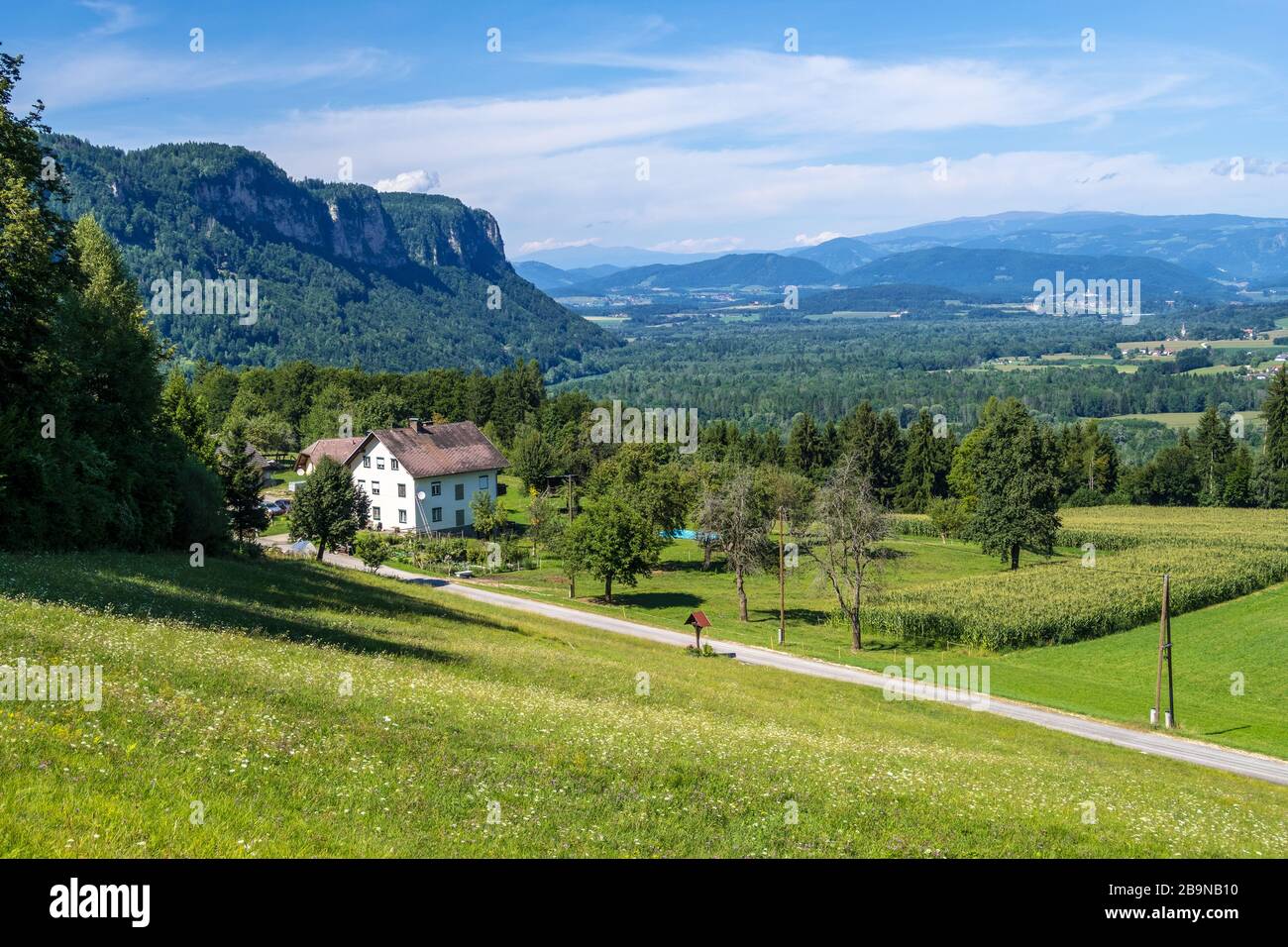 Alpine Scenery. Landscape of Carinthia in Austria with Alpine hills and valley Stock Photo