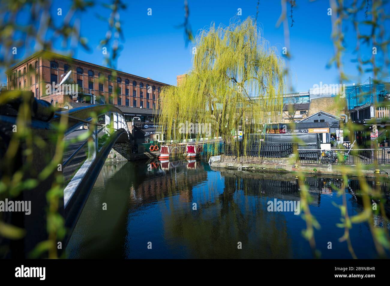 LONDON - 23 MARCH, 2020: The normally bustling Camden Lock and Market are eerily quite as the city prepares to enter lockdown due to Coronavirus. Stock Photo