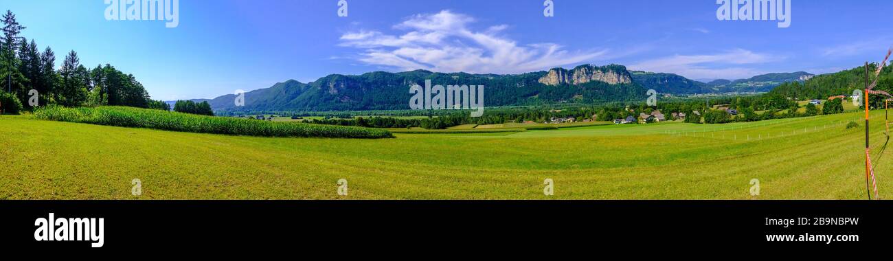 Panoramic view of countryside in Carinthian Alps, Carinthia, Austria Stock Photo