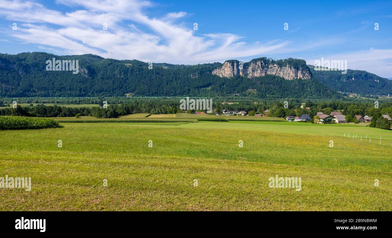 Alpine Scenery. Landscape of Carinthia in Austria with Alpine hills and valley Stock Photo