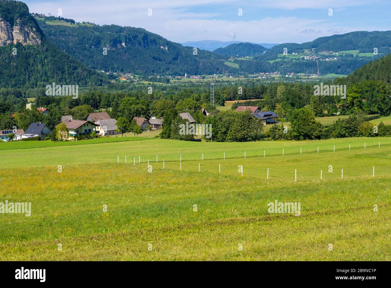 Alpine Scenery. Landscape of Carinthia in Austria with Alpine hills and valley Stock Photo