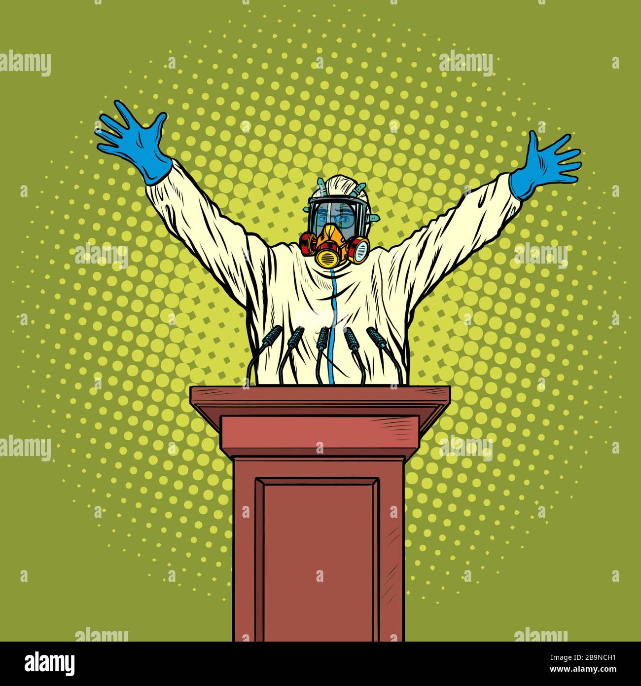 Medic quarantine stop protection suit Stock Vector