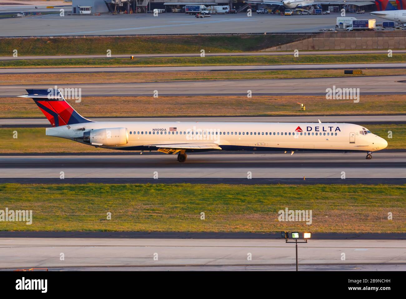 Atlanta, Georgia – April 2, 2019: Delta Air Lines McDonnell Douglas MD-90 airplane at Atlanta airport (ATL) in Georgia. Stock Photo