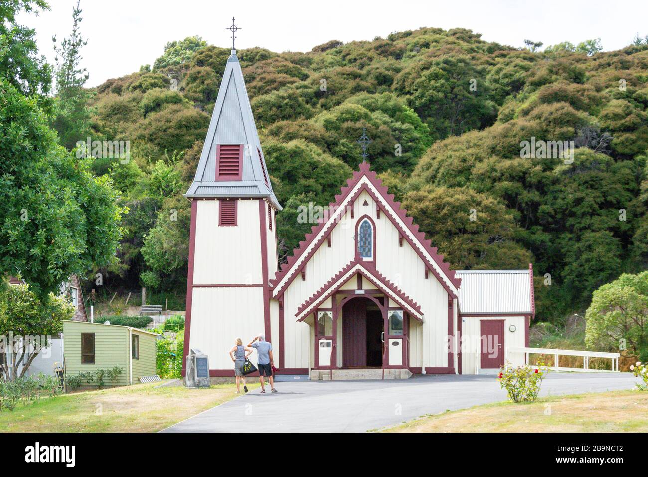 Historic St Patrick's Catholic Church, Rue Lavaud, Akaroa, Banks Peninsula, Canterbury Region, New Zealand Stock Photo