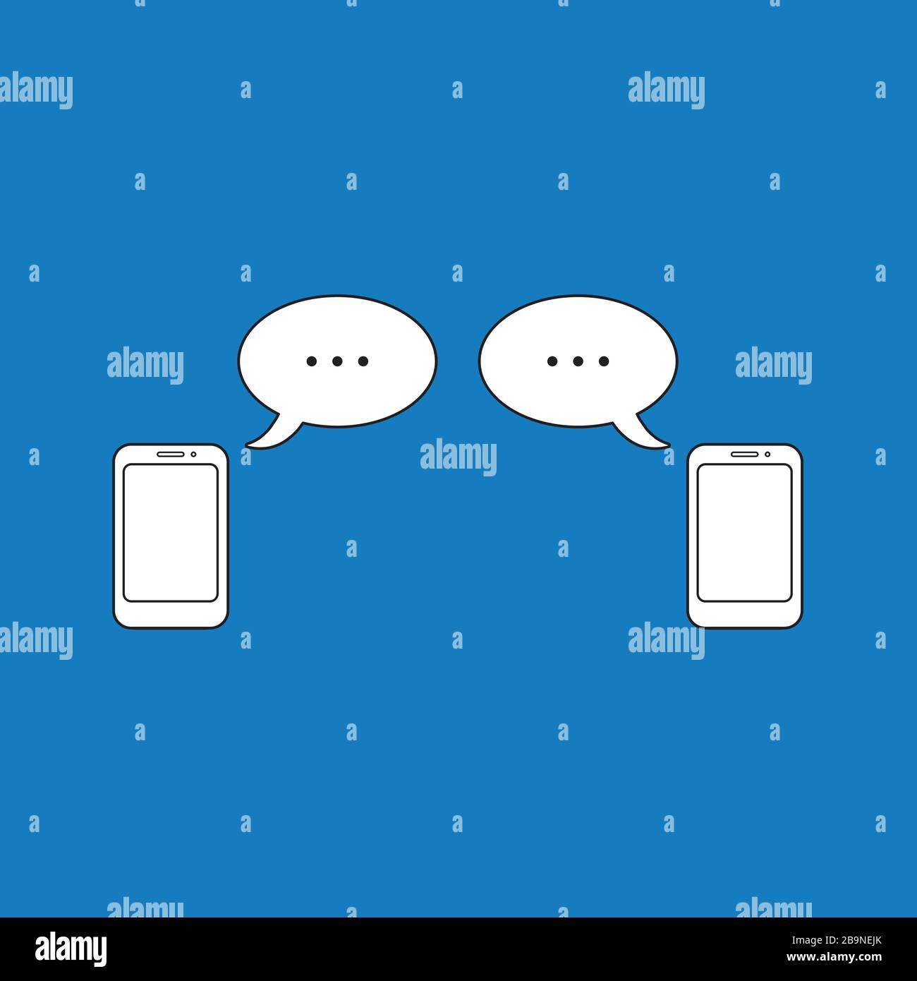 Vector icon concept of two smartphones with two speech bubbles with ...