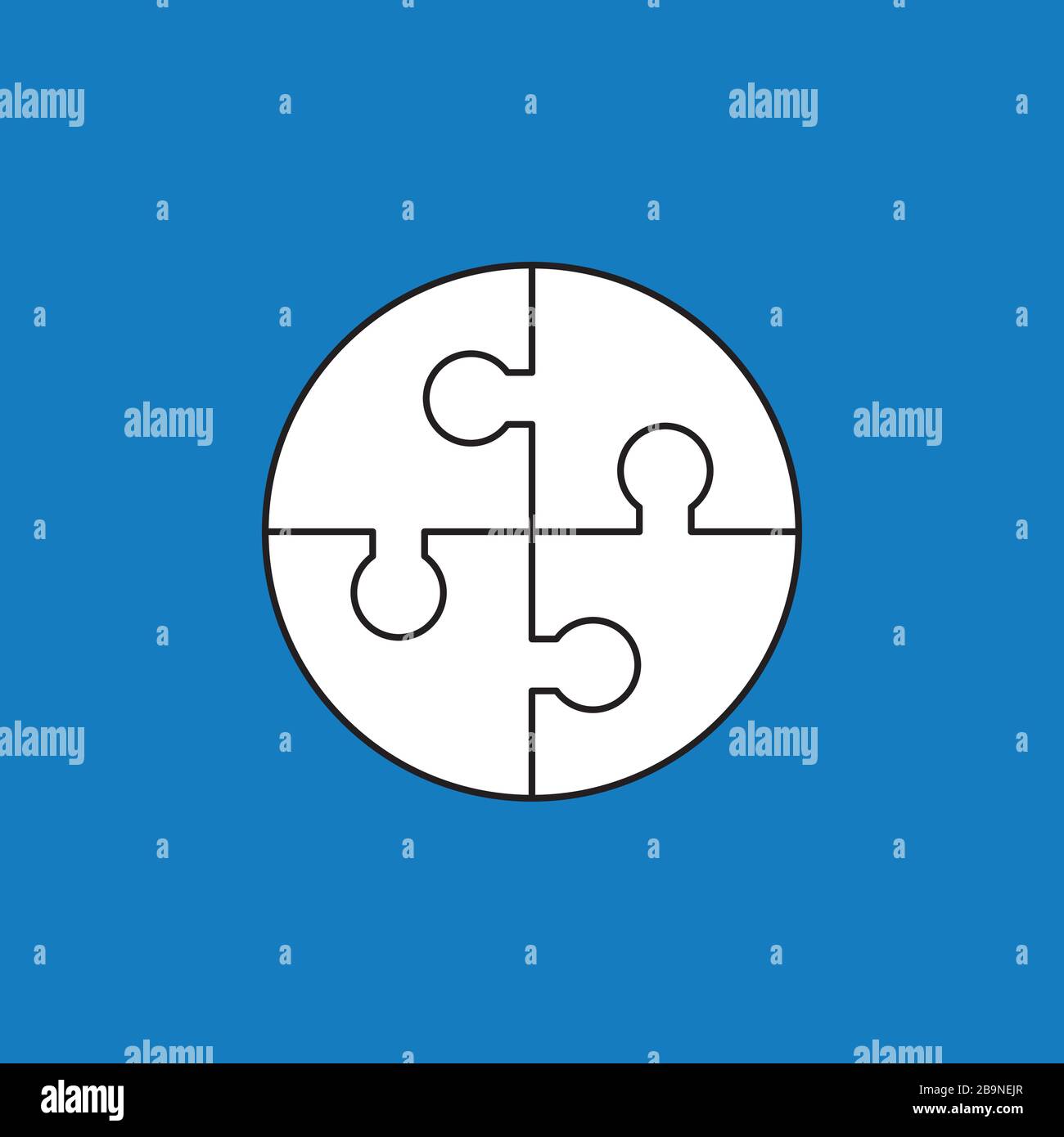Vector icon concept of circle shape puzzle pieces connected. White ...