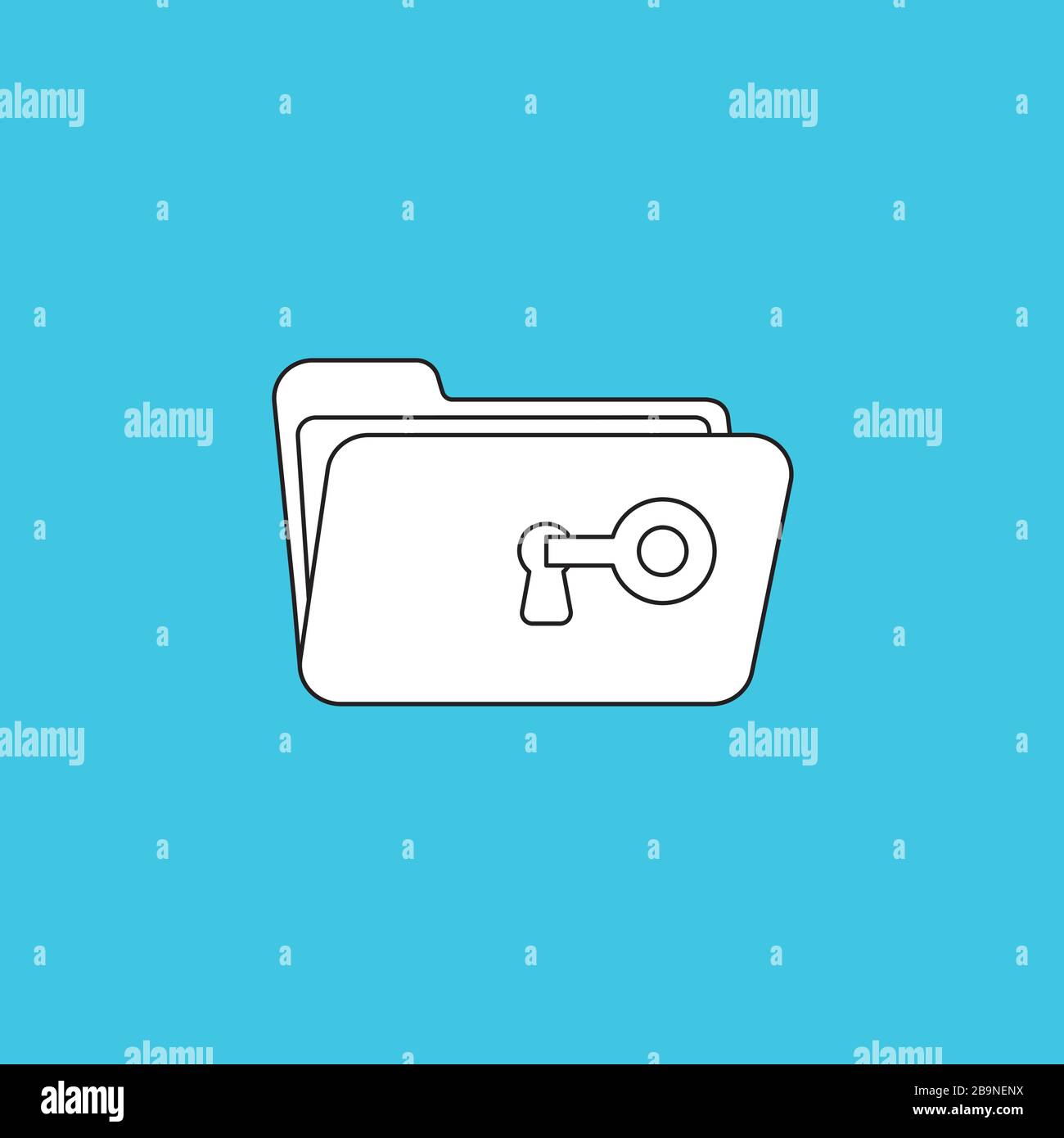 Vector icon concept of key unlock folder keyhole. White color with ...