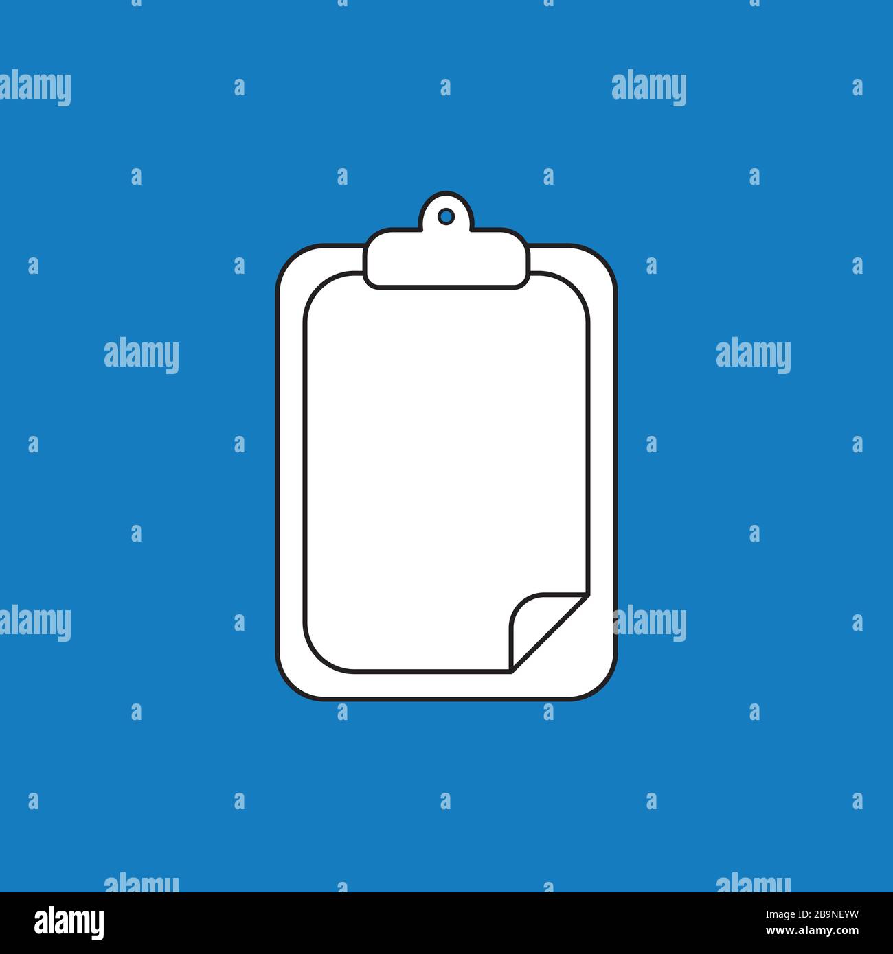 Vector icon concept of clipboard with white blank paper. White color ...