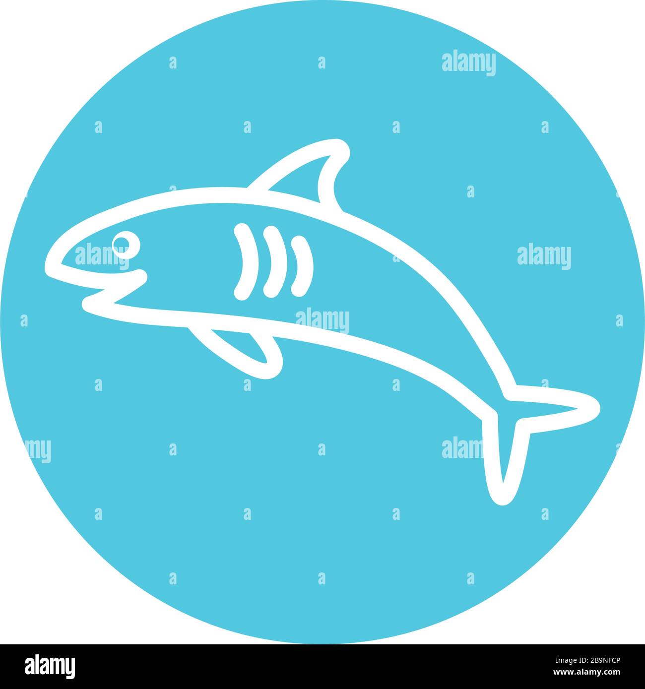 shark line block style icon design Sea life ecosystem fauna ocean ...
